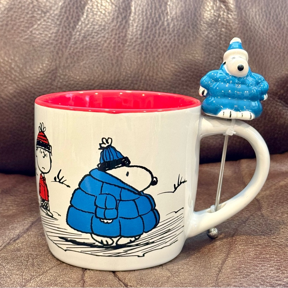 Peanuts Snoopy in Puffer Jacket Holiday Mug and Stirrer Set